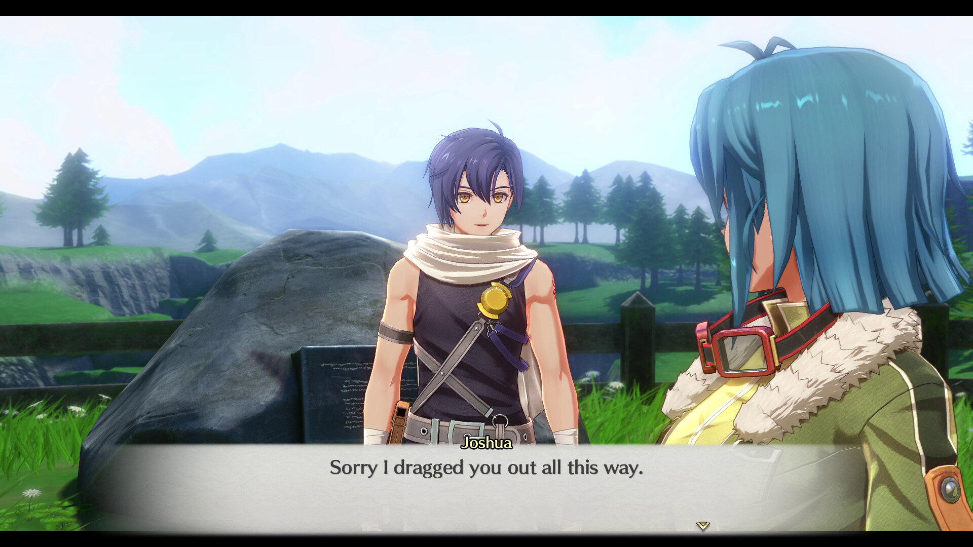 Joshua and Estelle talking during a story scene