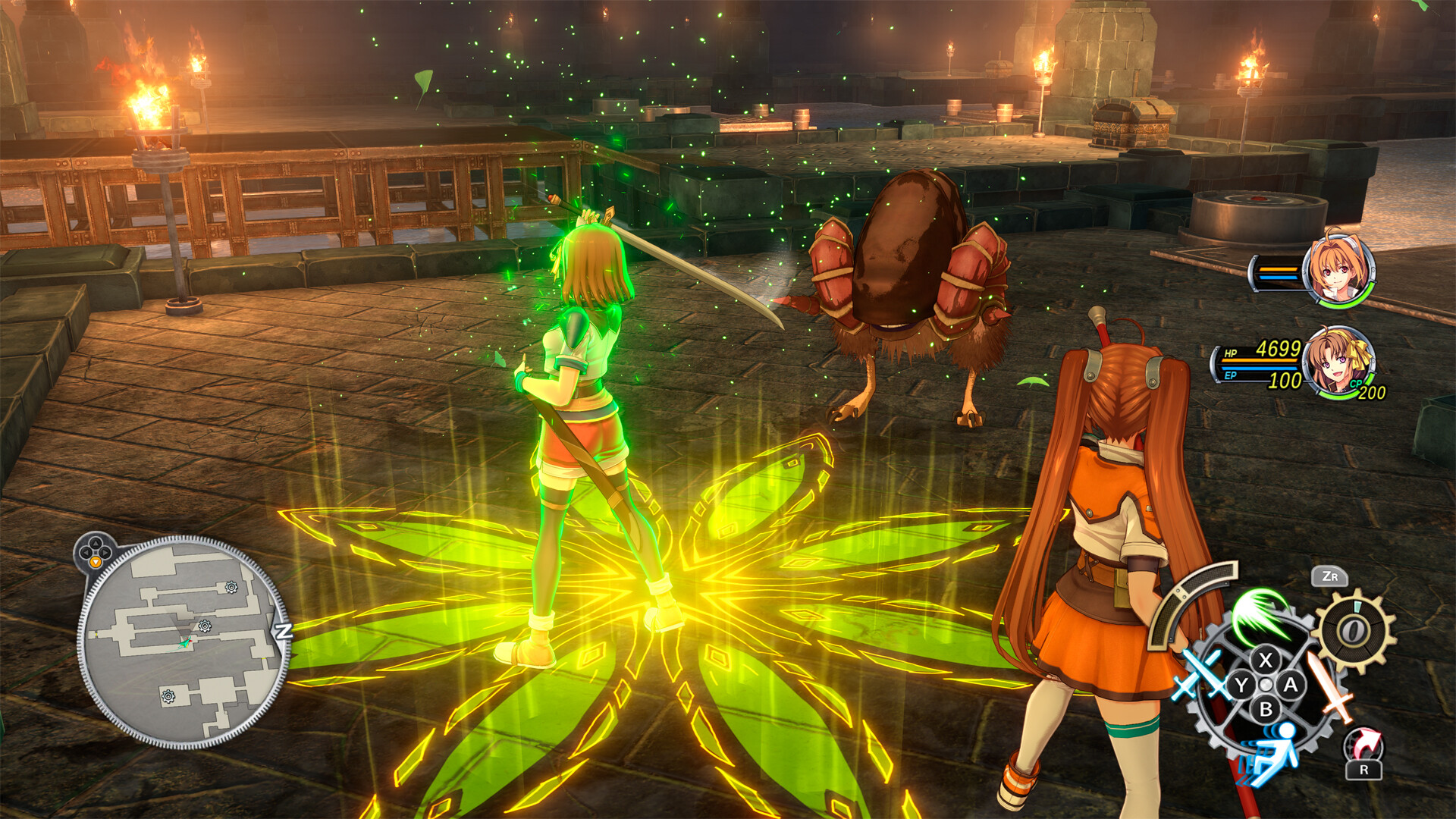 Quick battle HUD showing Estelle facing an enemy on a ship deck